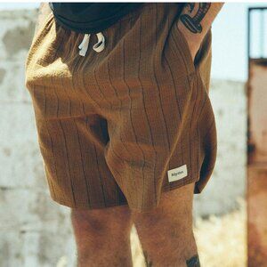Rhythm Textured Linen Jam Short - 6"  in Cedar